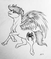 Size: 832x960 | Tagged: safe, artist:ambergerr, scootaloo, g4, female, monochrome, older, solo, traditional art