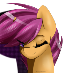 Size: 1800x1800 | Tagged: safe, artist:chocolateponi, scootaloo, g4, female, portrait, simple background, solo, transparent background, wink
