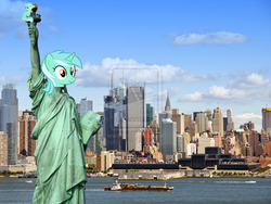 Size: 1024x768 | Tagged: safe, artist:smoq020340, edit, lyra heartstrings, g4, irl, new york, photo, statue of liberty