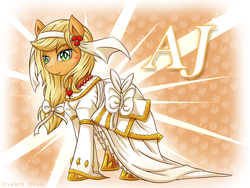 Size: 2000x1500 | Tagged: safe, artist:vavacung, applejack, g4, clothes, dress, female, solo, wedding dress