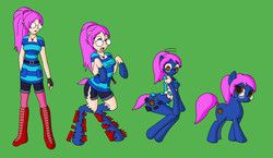 Size: 3904x2260 | Tagged: safe, artist:sin-r, oc, oc only, oc:emily, human, anthro, semi-anthro, unguligrade anthro, anatomically incorrect, high res, human to pony, incorrect leg anatomy, ripping clothes, solo, transformation, transformation sequence