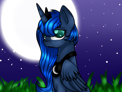 Size: 800x600 | Tagged: safe, artist:fidney22, princess luna, g4, female, heart eyes, moon, solo, wingding eyes