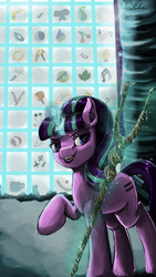 Size: 563x1000 | Tagged: safe, artist:xenstroke, starlight glimmer, g4, the cutie map, cutie mark vault, female, magic, raised hoof, s5 starlight, solo, staff, staff of sameness, telekinesis