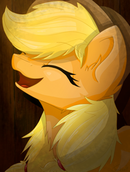 Size: 960x1280 | Tagged: safe, artist:fredsonv, applejack, g4, ear fluff, female, open mouth, solo