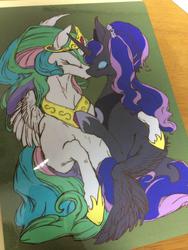 Size: 768x1024 | Tagged: safe, artist:kuzumori, princess celestia, princess luna, g4