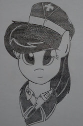 Size: 729x1095 | Tagged: safe, artist:xphil1998, octavia melody, g4, clothes, female, german, monochrome, solo, traditional art, uniform