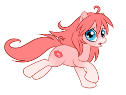 Size: 4000x3000 | Tagged: safe, artist:askbubblelee, oc, oc only, oc:fish lips, cute, ponysona, running, simple background, solo, transparent background