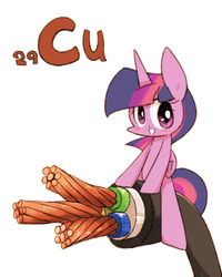 Size: 800x1000 | Tagged: safe, artist:joycall6, part of a set, twilight sparkle, alicorn, pony, series:joycall6's periodic table, g4, blushing, cable, chemistry, copper, cuprum, female, mare, periodic table, riding, twilight sparkle (alicorn), wires