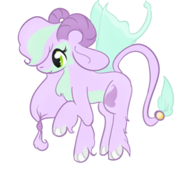 Size: 900x900 | Tagged: safe, artist:laurel3aby, oc, oc only, oc:wisteria fyaerie, original species, ram horns, solo