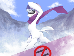 Size: 1280x960 | Tagged: safe, artist:30clock, double diamond, earth pony, pony, g4, the cutie map, bipedal, butt, clothes, cute, does not equal, male, plot, scarf, skiing helmet, snowboard, solo, stallion, ≠