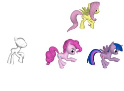 Size: 1085x800 | Tagged: safe, fluttershy, pinkie pie, twilight sparkle, oc, oc:anonymous, alicorn, pony, g4, 3d, female, mare, twilight sparkle (alicorn)