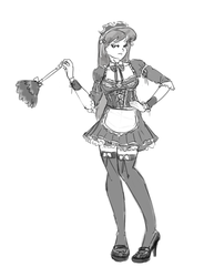 Size: 772x1000 | Tagged: safe, artist:king-kakapo, octavia melody, human, g4, clothes, duster, female, high heels, humanized, maid, monochrome, sketch, solo, unamused