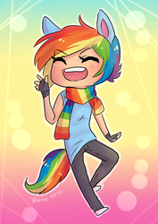 Size: 400x566 | Tagged: safe, artist:little-miss-boxie, rainbow dash, human, g4, eared humanization, female, humanized, solo, tailed humanization