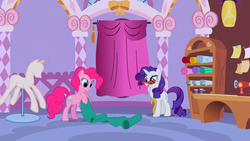 Size: 1366x768 | Tagged: safe, screencap, pinkie pie, rarity, g4, suited for success