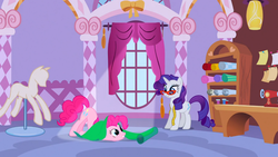 Size: 1366x768 | Tagged: safe, screencap, pinkie pie, rarity, g4, suited for success