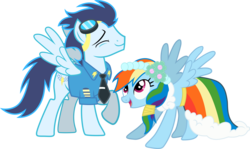 Size: 12011x7143 | Tagged: safe, artist:moongazeponies, artist:rainbowplasma, rainbow dash, soarin', pegasus, pony, g4, .ai available, absurd resolution, duo, female, male, ship:soarindash, shipping, simple background, straight, transparent background, vector