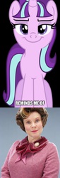 Size: 1494x4403 | Tagged: safe, starlight glimmer, g4, the cutie map, comparison, dolores umbridge, harry potter (series), smug, smuglight glimmer