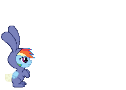 Size: 350x250 | Tagged: safe, artist:tomdantherock, rainbow dash, g4, animated, bunny costume, clothes, female, filly, filly rainbow dash, simple background, solo, transparent background, younger