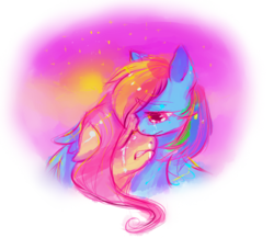 Size: 746x647 | Tagged: dead source, safe, artist:amphibnia, fluttershy, rainbow dash, g4, crying, female, hug, lesbian, ship:flutterdash, shipping, sunset, winghug