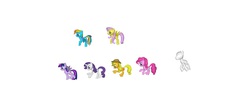 Size: 1305x565 | Tagged: safe, applejack, fluttershy, pinkie pie, rainbow dash, rarity, twilight sparkle, oc, oc:anonymous, alicorn, pony, g4, 3d, female, mane six, mare, twilight sparkle (alicorn)