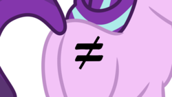 Size: 1024x576 | Tagged: safe, artist:sapphire-beauty0, edit, starlight glimmer, pony, unicorn, g4, the cutie map, butt, cutie mark, does not equal, equal cutie mark, female, glimmer glutes, inequality, inequality sign, mare, plot, s5 starlight, simple background, solo, transparent background, ≠