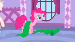 Size: 1366x768 | Tagged: safe, screencap, pinkie pie, g4, suited for success, fabric, female, solo