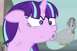 Size: 1075x717 | Tagged: safe, edit, edited edit, edited screencap, screencap, starlight glimmer, ghost, g4, the cutie map, blowing, clone, discovery family logo, dragon ball, dragon ball z, female, floppy ears, focus, image macro, meme, ragelight glimmer, smug, smuglight glimmer, solo, super ghost kamikaze attack, wat