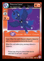 Size: 360x503 | Tagged: safe, enterplay, princess luna, absolute discord, g4, my little pony collectible card game, ccg, female, lyrics, solo, text