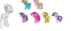 Size: 1305x565 | Tagged: safe, applejack, fluttershy, pinkie pie, rainbow dash, rarity, twilight sparkle, oc, oc:anonymous, alicorn, pony, g4, 3d, female, mane six, mare, twilight sparkle (alicorn)