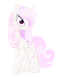 Size: 772x1035 | Tagged: safe, artist:kas92, fleur-de-lis, pony, unicorn, g4, concave belly, female, looking at you, mare, raised hoof, simple background, slender, smiling, solo, sticker, thin, transparent background