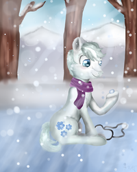 Size: 1000x1250 | Tagged: safe, artist:canelamoon, double diamond, g4, my little pony: friendship is magic, the cutie map, male, snow, snowfall, solo