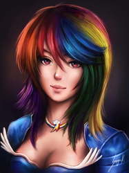 Size: 800x1067 | Tagged: safe, artist:indiron, rainbow dash, human, g4, female, humanized, solo