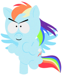 Size: 2000x2462 | Tagged: safe, artist:toonfreak, rainbow dash, g4, backwards cutie mark, female, high res, solo, south park, style emulation