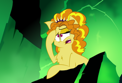 Size: 1600x1089 | Tagged: safe, artist:amberacrylic, adagio dazzle, pony, g4, be prepared, chest fluff, female, i'm surrounded by idiots, ponified, scar (the lion king), scene parody, solo, the lion king