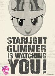Size: 695x960 | Tagged: safe, starlight glimmer, g4, official, the cutie map, 1984, big brother, big brother is watching, egalitarianism, female, my little pony logo, parody, poster, propaganda, solo