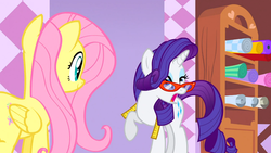 Size: 1366x768 | Tagged: safe, screencap, fluttershy, rarity, g4, suited for success