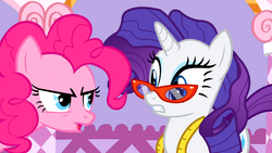 Size: 1366x768 | Tagged: safe, screencap, pinkie pie, rarity, g4, suited for success