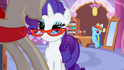 Size: 1366x768 | Tagged: safe, screencap, rainbow dash, rarity, g4, suited for success