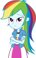 Size: 1683x2700 | Tagged: safe, artist:nero-narmeril, rainbow dash, equestria girls, g4, my little pony equestria girls, bedroom eyes, clothes, crossed arms, female, simple background, skirt, solo, transparent background, vector