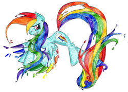 Size: 600x432 | Tagged: safe, artist:rainbowcrash33, rainbow dash, g4, female, solo, traditional art