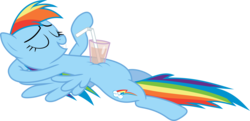 Size: 7608x3695 | Tagged: safe, artist:uxyd, rainbow dash, pegasus, pony, g4, my little pony: friendship is magic, sleepless in ponyville, drink, eyes closed, female, simple background, solo, straw, transparent background, vector