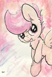 Size: 932x1370 | Tagged: safe, artist:slightlyshade, scootaloo, g4, female, sock, solo, traditional art