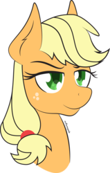 Size: 5729x9011 | Tagged: safe, artist:nsrenegade, applejack, g4, absurd resolution, bust, colored pupils, female, hatless, missing accessory, simple background, solo, transparent background