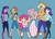 Size: 768x560 | Tagged: safe, artist:psponyartist, applejack, fluttershy, pinkie pie, rainbow dash, rarity, twilight sparkle, gem (race), g4, belly button, boots, clothes, crossover, female, gem, gemsona, group, long skirt, mane six, midriff, sextet, shoes, simple background, skirt, steven universe