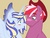 Size: 2048x1536 | Tagged: safe, artist:kianamai, artist:psponyartist, oc, oc only, oc:red june, oc:valiant heart, alicorn, pony, kilalaverse, alicorn oc, blushing, colored, hat, next generation, oc x oc, offspring, offspring shipping, parent:big macintosh, parent:cheerilee, parent:princess cadance, parent:shining armor, parents:cheerimac, parents:shiningcadance, rule 63