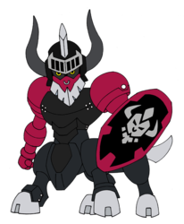 Size: 618x750 | Tagged: safe, artist:combatkaiser, lord tirek, robot, robot centaur, g4, fantasy class, knight, lord botrek, mecha, sd gundam, shield, simple background, transparent background, warrior