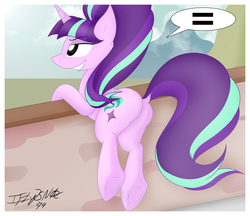 Size: 4037x3492 | Tagged: safe, artist:iflysna94, starlight glimmer, pony, unicorn, g4, the cutie map, antagonist, butt, female, glimmer glutes, hooves, horn, mare, plot, solo, underhoof, wall