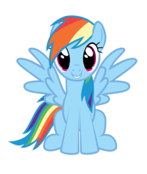 Size: 1816x2152 | Tagged: dead source, safe, alternate version, artist:lionxdagger, rainbow dash, pegasus, pony, g4, cute, dashabetes, female, looking at you, mare, simple background, sitting, smiling, smiling at you, solo, spread wings, transparent background, vector, wings