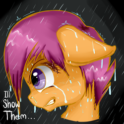Size: 5000x5000 | Tagged: safe, artist:amberony, scootaloo, g4, absurd resolution, crying, female, head only, rain, scootasad, solo