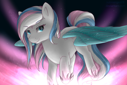 Size: 1500x1000 | Tagged: safe, artist:submerged08, star catcher, pegasus, pony, g3, female, g3 to g4, generation leap, pink background, queen, shiny, simple background, solo, starry eyes